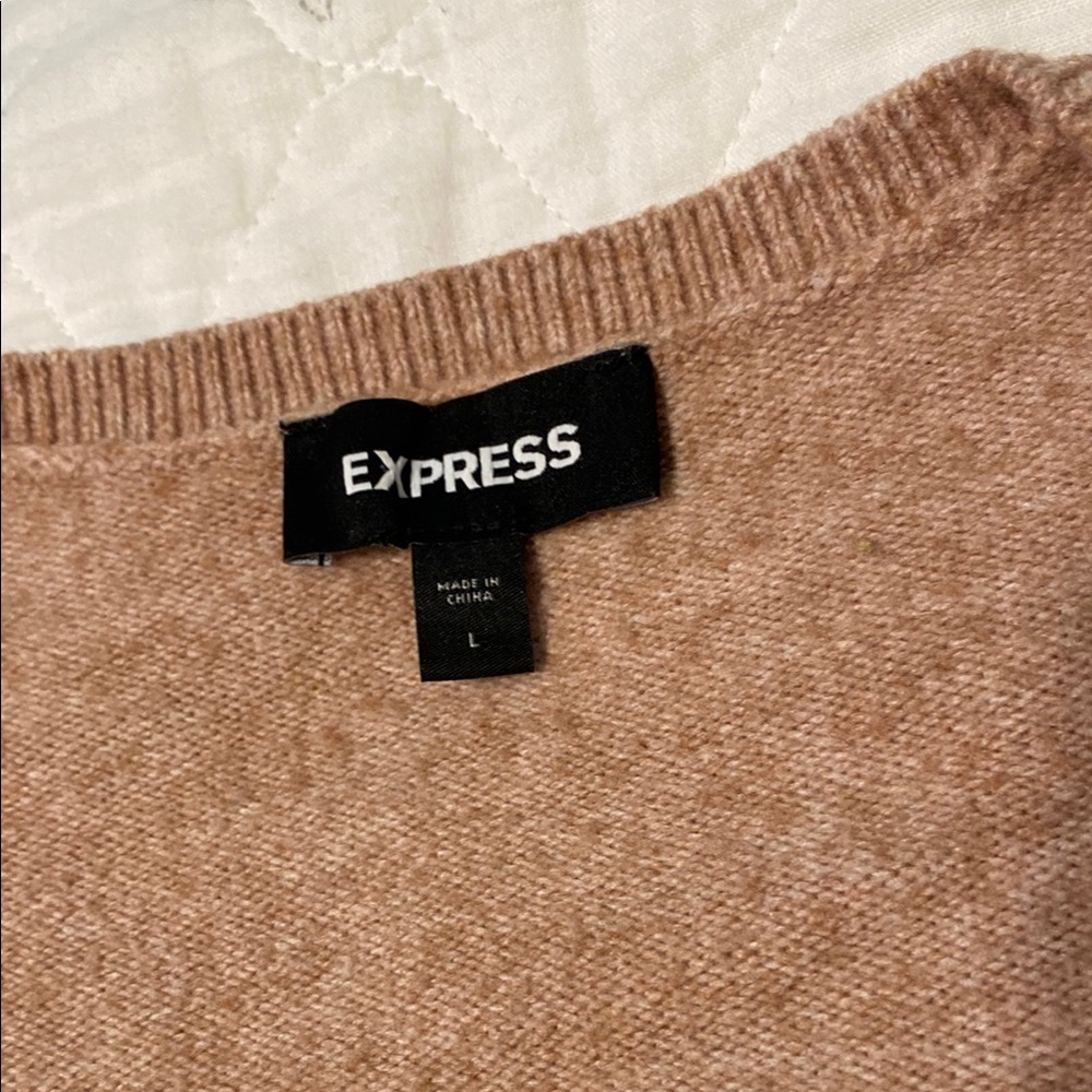 Express Tan Button-Up Cardigan - Picture 2 of 3